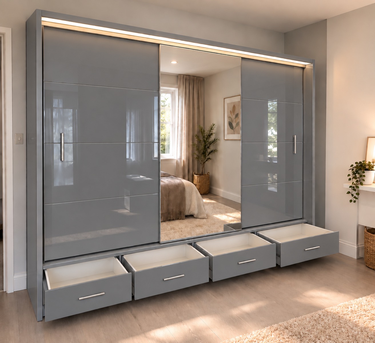 FLORENCE 205CM & 256 GLOSSY WARDROBE - Image 9