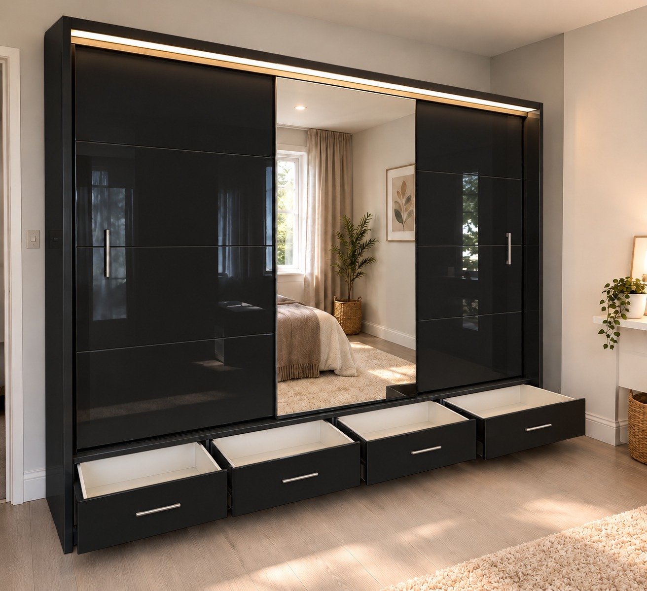 FLORENCE 205CM & 256 GLOSSY WARDROBE - Image 7